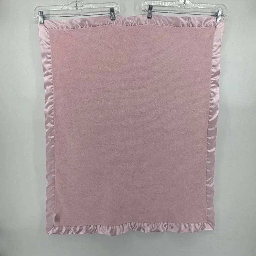 Little Giraffe Chenille Baby Blanket Pink Satin Ruffle Border Plush Crib Wrap 30